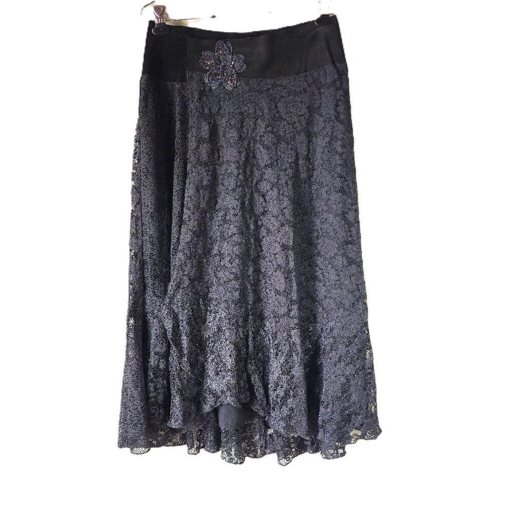 Stiletto Hi-Lo Black Lace Skirt Size 6    Vintage 90's     Made in the USA